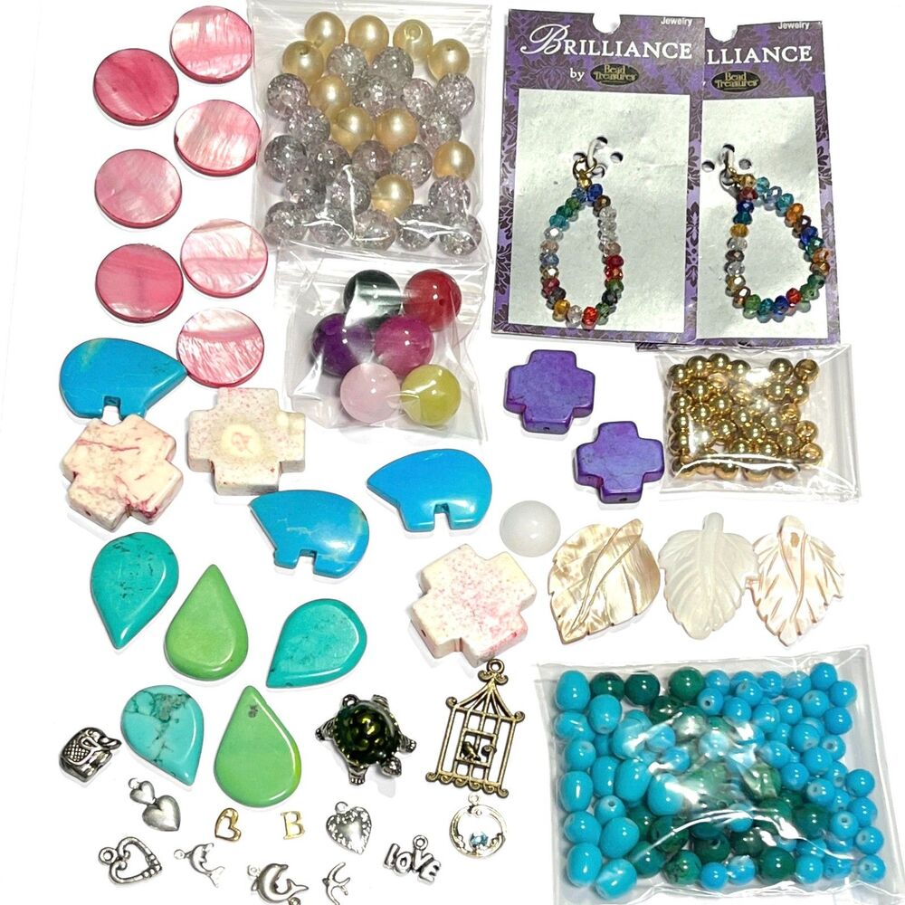Jewelry Making Supplies Beads Glass Stone Metal Charms Variety Craft Colorful
